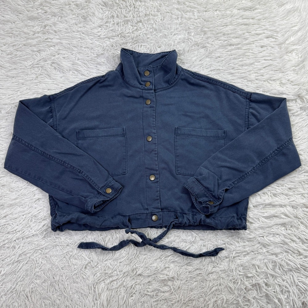Marine Layer Jacket Womens Small Blue Cropped Snap Utility Oslo Relaxed